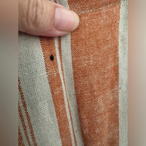 J Jason Wu Striped Linen Button Front Jumpsuit Terracotta Relaxed Comfy Small - Picture 4 of 13